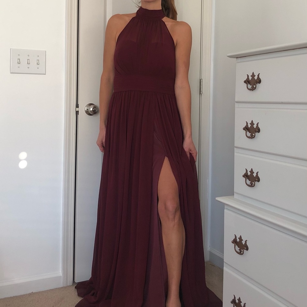 Women’s Azazie Iman Halter Dress in Cabernet